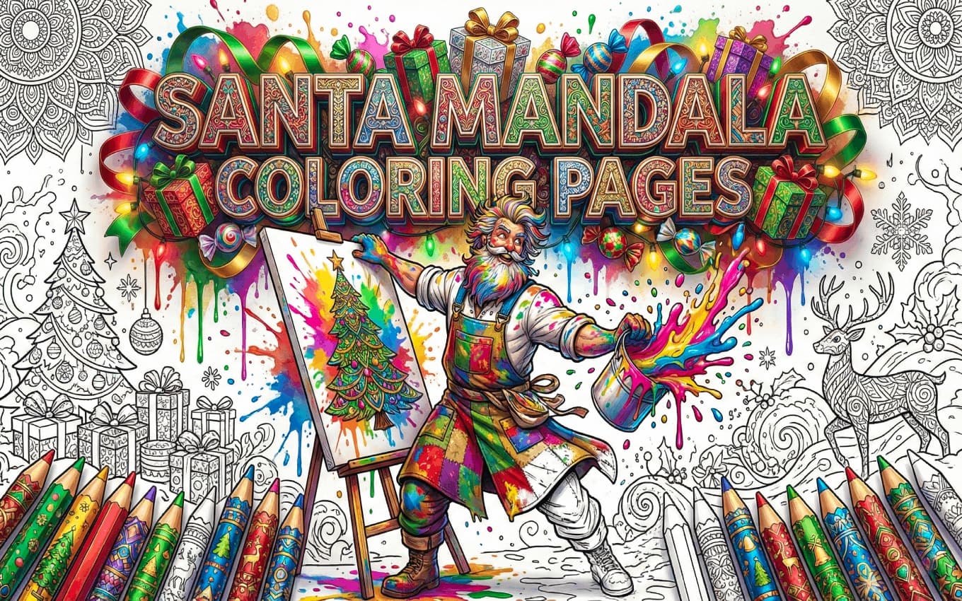 Santa Mandala Coloring Pages - Screenshot 1